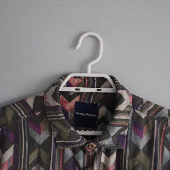 Tommy Bahama Mens Silk Lrg Island Zone Geometric Aloha Button Down Collared Top - Picture 4 of 12